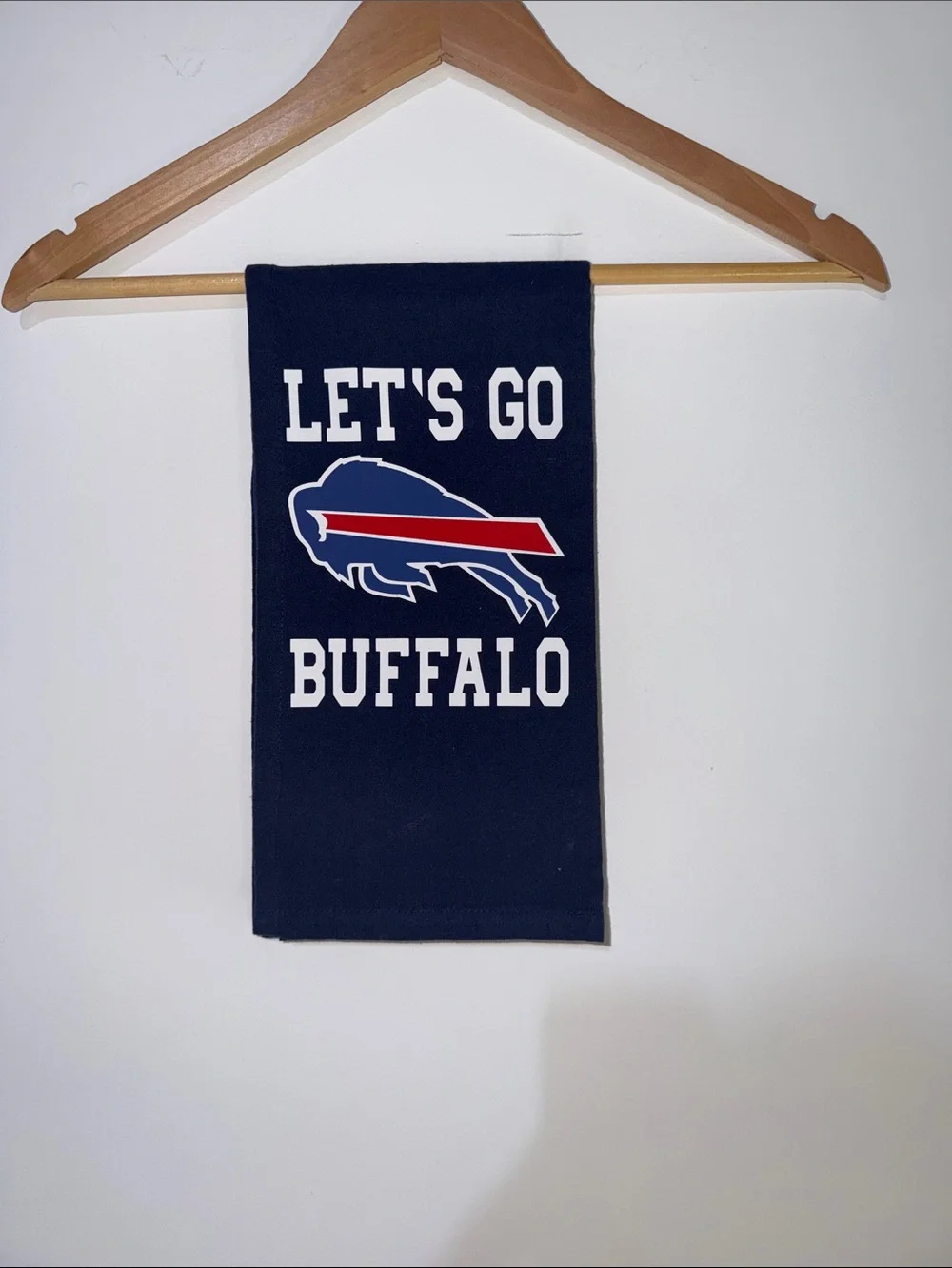 LET'S GO BUFFALO Navy Team Logo tea Towel NWOT